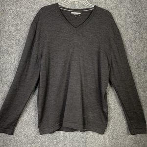 Marco Fiori Merino Wool V-Neck Sweater Men XL Charcoal Gray Made In Italy